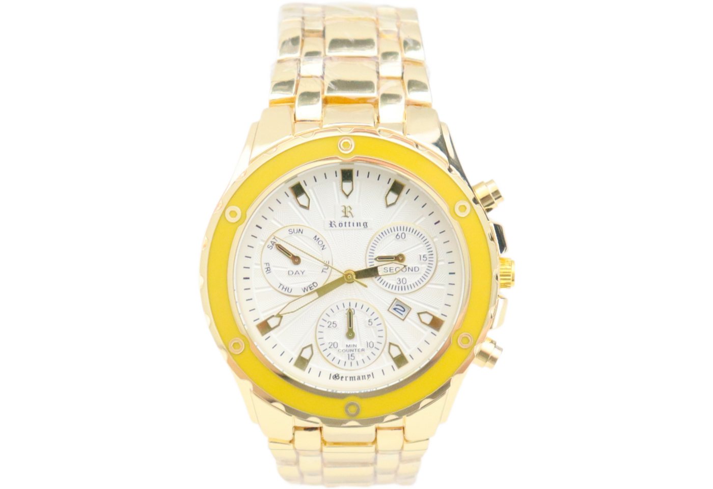 Rötting Design Quarzuhr Herrenuhr weißes Ziffernblatt in Chrono-Look Design Datumsanzeige, aus der Collection "Rötting", Armbandumfang 18 bis 24 cm wählbar Rötting Design Quarzuhr Herrenuhr weißes Ziffernblatt in Chrono-Look Design Datumsanzeige, aus der Collection "Rötting", Armbandumfang 18 bis 24 cm wählbar von Rötting Design