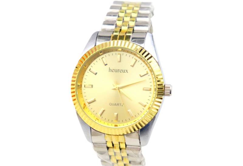 Rötting Design Quarzuhr Herrenuhr Quarz goldfarbene Lünette goldfarbenes Ziffernblatt, aus der Collection "heureux" von Rötting Design