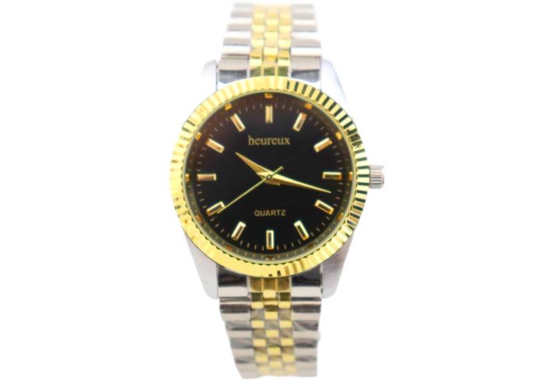 Rötting Design Quarzuhr Herrenuhr Quarz goldfarbene Lünette schwarzes Ziffernblatt, aus der Collection "heureux" von Rötting Design