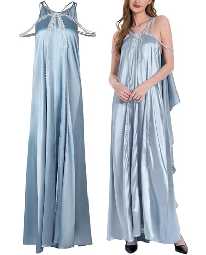 Roeutoo Padme Amidala Kostüm Kleid Frauen Outfits Queen Cosplay Blau Nachthemd Erwachsene Outfit Zubehör, Blau, Small von Roeutoo