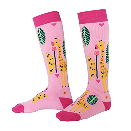 Roexboz Skisocken für Kinder Wintersportsocken für Kinder Warme Schneesocken für Jungen und Mädchen Winter Kniestrümpfe zum Skifahren, Snowboarden, Wandern, Trekking, Größen 27-30, Giraffe von Roexboz