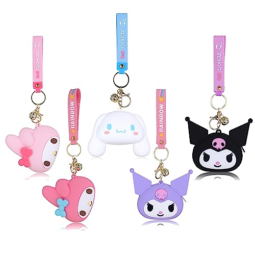 Roffatide 5pcs Cartoon Cinnamoroll My Melody Kuromi Münzen Geldbörsen Mini-Reißverschluss-Münzgeldbörse Cute Change Holder Coin Bag Schlüsselanhänger mit Glocke C von Roffatide