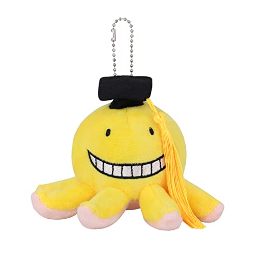 Roffatide Anime Assassination Classroom Schlüsselanhänger Koro Sensei Plüsch Gefüllte Schlüsselkette Cartoon Figur Schlüsselanhänger Tasche Anhänger für Jungen und Mädchen 3,9 Zoll von Roffatide