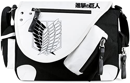 Roffatide Anime Canvas Messenger Bag Print Schulranzenschulter Schultasche Kunstlederklappe Crossbody Schwarz von Roffatide