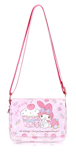 Roffatide Anime Cartoon Mini Messenger Bag Crossbody Bag Kawaii Lolita JK Girls Shoulder Bag Flap Synthetic Leather Satchel Pink von Roffatide