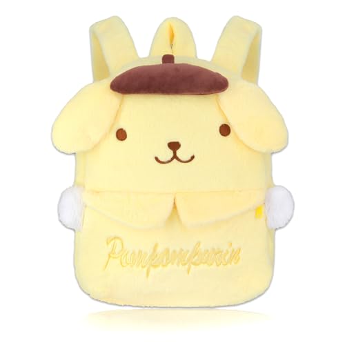 Roffatide Anime Cartoon Pompom Purin Nette Plüsch Puppe Rucksack Kawaii Lolita JK Frauen Tasche Geburtstagsgeschenke Schwarz Gelb von Roffatide