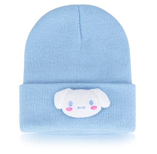 Roffatide Anime Cinnamoroll Cute Beanie Hat Kawaii Lolita JK Caps Winter Strickmütze für Jungen Mädchen Gestickte Beanie Mütze von Roffatide