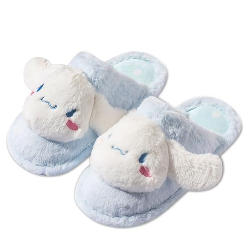 Roffatide Anime Cinnamoroll Cute Plüsch Boden Hausschuhe Indoor-Schuhe Fuzzy Hausschuhe mit Gummisohle für Mädchen Frauen 6.5-7 von Roffatide