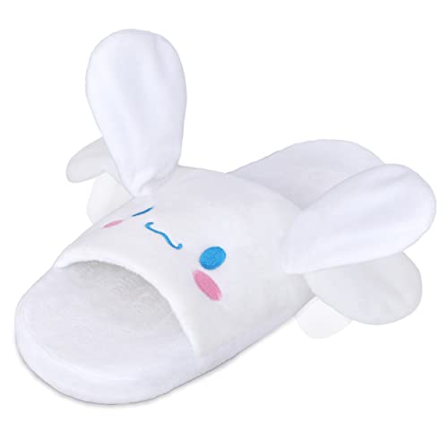Roffatide Anime Cinnamoroll Fuzzy Hausschuhe Weiße Hundehausschuhe Offene Zehe Offener Rücken Schaumstoff-Ohr Bewegen Springen Hausschuhe mit Gummisohle für Frauen Mann Einheitsgröße von Roffatide