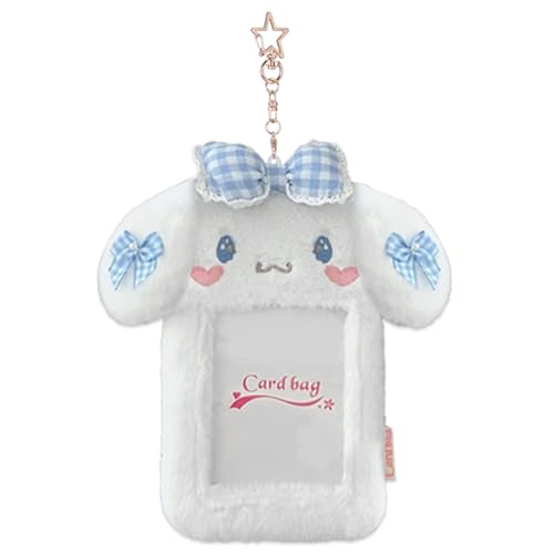 Roffatide Anime Cinnamoroll Mädchen Frauen Plüsch Fotokartenhalter mit Schlüsselbund Nette Cartoon Fotokartenhalter ID Kreditkarten-Schutz Stainery von Roffatide