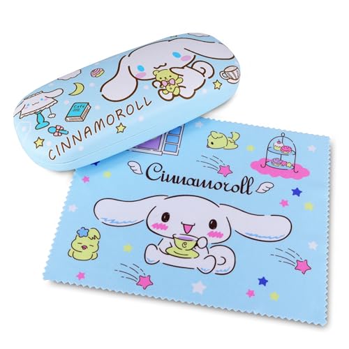 Roffatide Anime Cinnamoroll Rosa Cartoon Brillenetui Hartschalen-Brillenetui mit Brille Tragbare Schutzhülle für Brillen für Jungen und Mädchen A von Roffatide