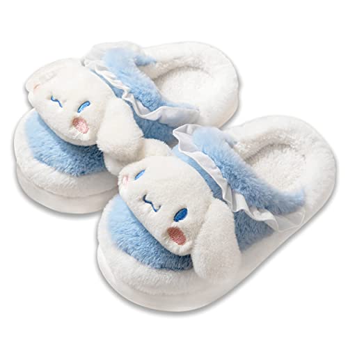 Roffatide Anime Cinnamoroll Weiches Pelz Innenzimmer Hausschuhe - Fuzzy Offene Rückseite, Geschlossene Zehe, Schaum Mit PVC Weiche Sohle - Größe 37/38 von Roffatide