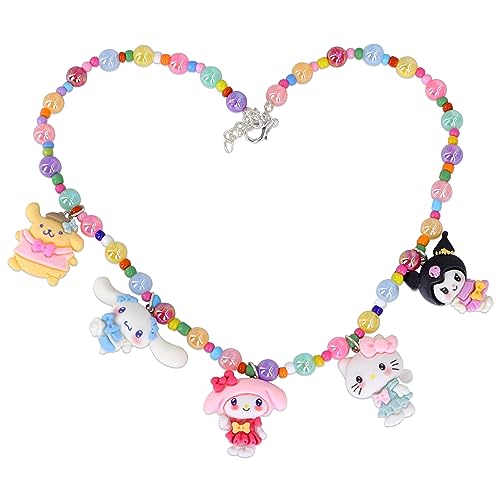 Roffatide Anime Cinnamoroll Womens Beaded Necklace mit Kuromi Pendant Vibrant Color Melody Kawaii Lolita Style Choker Halskette Zubehör Charm Schmuck für BFF Freundschaft Geschenke von Roffatide