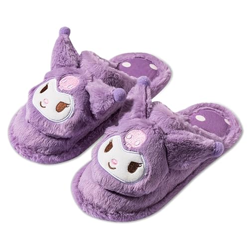 Roffatide Anime Cute Plush Floor Slippers Indoor Schuhe Fuzzy Slippers mit Gummisohle für Mädchen Frauen 6.5-7 von Roffatide