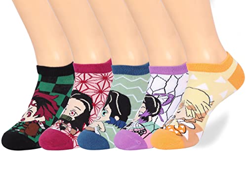 Roffatide Anime Demon Slayer Knöchel Socken 5 Paare Low Cut Socken Cosplay No Show Socken Für Frauen Männer von Roffatide