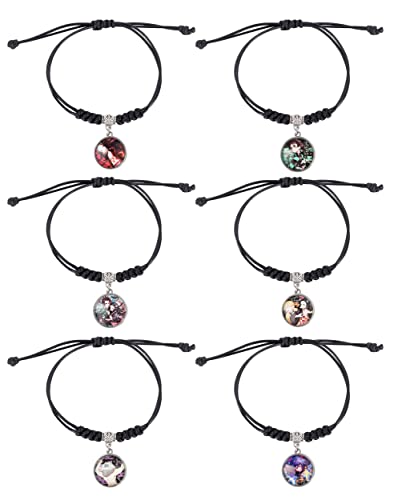 Roffatide Anime Dämon Slayer Kunstleder Geflochtene Schnur Armband Verstellbare Armband Cosplay Armbänder Set Roffatide Anime Dämon Slayer Kunstleder Geflochtene Schnur Armband Verstellbare Armband Cosplay Armbänder Set von Roffatide