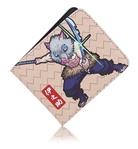 Roffatide Anime Dämonentöter Geldbörsen Hashibira Inosuke Kunstleder Slim Mehrzweck-Geldbörse Herren Damen Bi-Fold Geldbörse von Roffatide