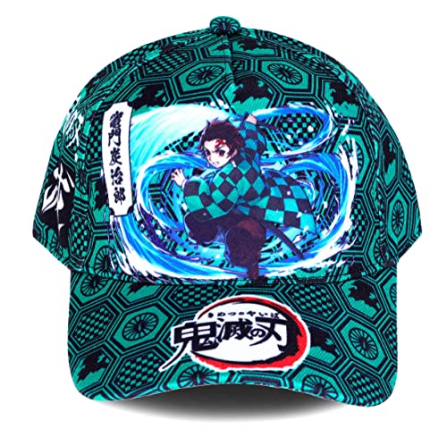 Roffatide Anime Dämonentöter Logo Baseballmütze mit Kamado Tanjirou Thema gedruckt einstellbar Dad Hat Baumwolle grün von Roffatide