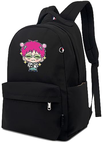 Roffatide Anime Das verhängnisvolle Leben des Saiki K Rucksack für Frauen Mann Saiki Kusuo Bedruckter Laptop-Rucksack Leichter Nylon Daypack Reiserucksack Schwarz von Roffatide