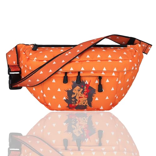 Roffatide Anime Demon Slayer Agatsuma Zenitsu Crossbody Fanny Pack für Männer Frauen Gürteltasche Hip Bum Bag Sling Tasche Brustbeutel Rucksack Orange/Weiß von Roffatide