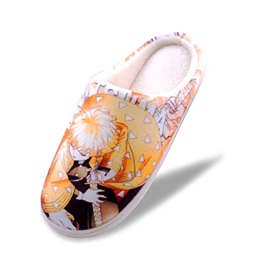 Roffatide Anime Demon Slayer Flauschige Hausschuhe Hauspantoffeln mit offenem Rücken Hausschuhe mit geschlossenen Zehen Leichte Hausschuhe mit Gummisohle Gelb Damen 39 1/3/Men 40 von Roffatide