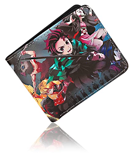 Roffatide Anime Demon Slayer Kamado Tanjirou Kamado Nezuko Geldbörsen Kunstleder Schmale Bi-Fold Geldbörse Mehrzweck Geldbörse von Roffatide