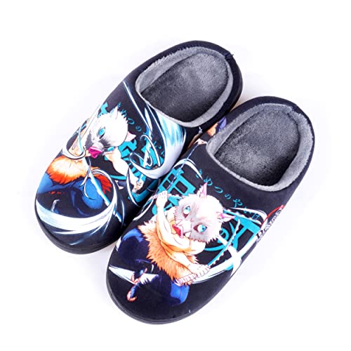 Roffatide Anime Fuzzy Hausschuhe Hashibira InosukeGeschlossene Zehe offen zurück Hausschuhe mit Gummisohle Hausschuhe rutschfest Indoor Plüsch Schuhe für Frauen Männer Euro 42-43 von Roffatide