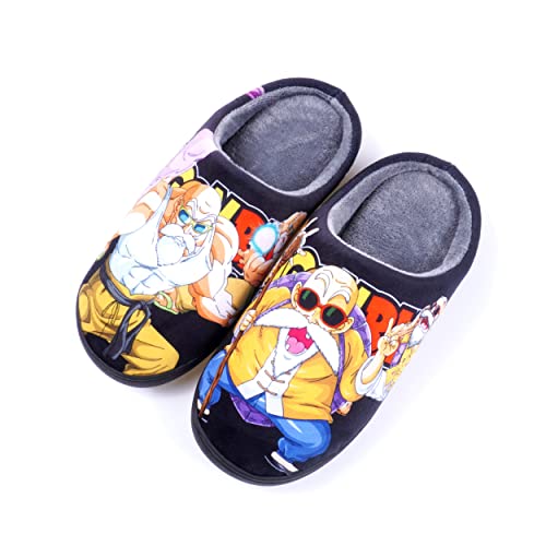 Roffatide Anime Fuzzy Hausschuhe Master Roshi Geschlossene Zehe offen zurück Hausschuhe mit Gummisohle Hausschuhe rutschfest Indoor Plüsch Schuhe für Frauen Männer Euro 46-47 von Roffatide