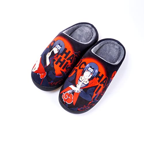 Roffatide Anime Fuzzy Itachi Hausschuhe Geschlossene Zehe offen zurück Hausschuhe mit Gummisohle Hausschuhe rutschfest Indoor Plüsch Schuhe für Frauen Männer Euro 40-41 von Roffatide