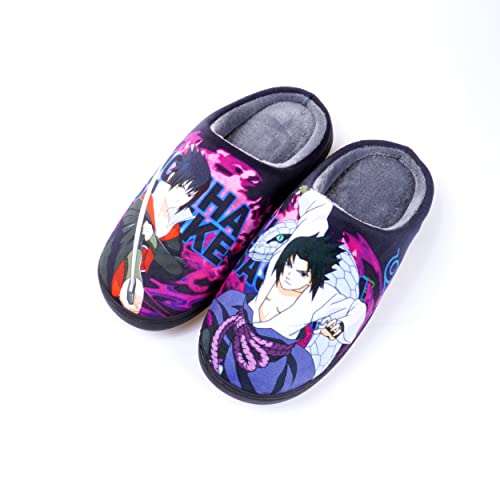 Roffatide Anime Fuzzy Uchiha Sasuke Hausschuhe Geschlossene Zehe offen zurück Hausschuhe mit Gummisohle Hausschuhe rutschfest Indoor Plüsch Schuhe für Frauen Männer Euro 44-45 von Roffatide