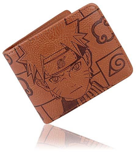 Roffatide Anime Geldbörsen for Naruto Akatsuki Cloud Herren Kunstleder Kurze Zweifache Geldbörsen Kartenhalter Brieftasche Braun von Roffatide
