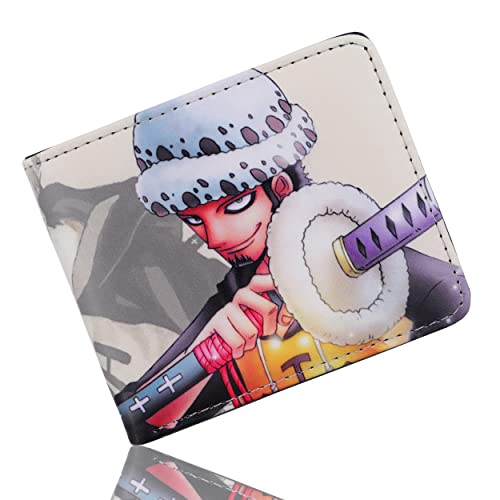 Roffatide Anime Geldbörsen für Männer Bi-Fold Kurze Geldbörse Kunstleder-Reisegeldbörse mit ID-Fenster Weiß von Roffatide