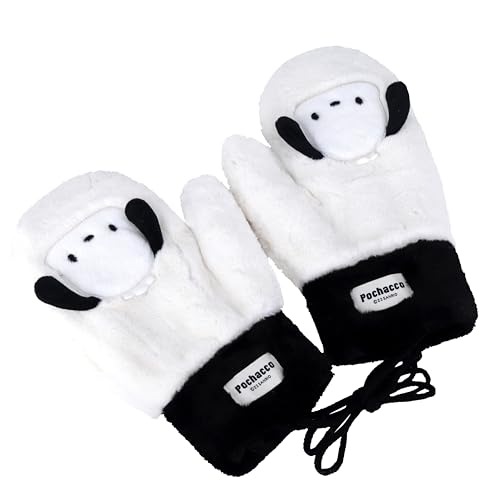 Roffatide Anime Glove großohriger Hund Dog Fuzzy Mittens Full Finger Plush Fleece Mittens Winter Embroidered Gloves White von Roffatide