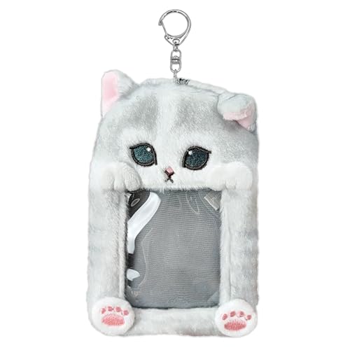 Roffatide Anime Hai Katze Mädchen Frauen Plüsch Fotokartenhalter mit Schlüsselbund Nette Cartoon Fotokartenhalter ID Kreditkarten-Schutz Stainery A von Roffatide
