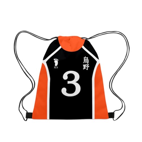 Roffatide Anime Haikyuu Kordelzug Tasche Oxford Drawstring Rucksack String Tasche Sport Basketball Sackpack Schwarz Orange D von Roffatide