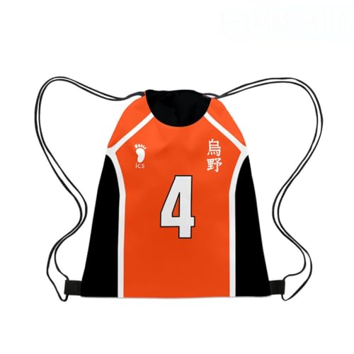 Roffatide Anime Haikyuu Kordelzug Tasche Oxford Drawstring Rucksack String Tasche Sport Basketball Sackpack Schwarz Orange E von Roffatide