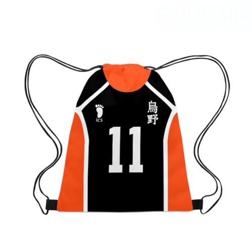 Roffatide Anime Haikyuu Kordelzug Tasche Oxford Drawstring Rucksack String Tasche Sport Basketball Sackpack Schwarz Orange H von Roffatide