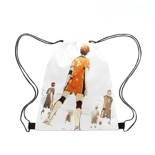Roffatide Anime Haikyuu Kordelzug Tasche Oxford Drawstring Rucksack String Tasche Sport Basketball Sackpack Schwarz Orange K von Roffatide