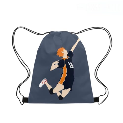 Roffatide Anime Haikyuu Kordelzug Tasche Oxford Drawstring Rucksack String Tasche Sport Basketball Sackpack Schwarz Orange O von Roffatide
