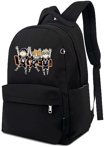 Roffatide Anime Haikyuu!! Tobio Kageyama Rucksack für Frauen Mann Bedruckte Kei Tsukishima Shoyo Hinata Laptop Rucksack Leichtes Nylon Karasuno Daypack Reiserucksack Schwarz von Roffatide