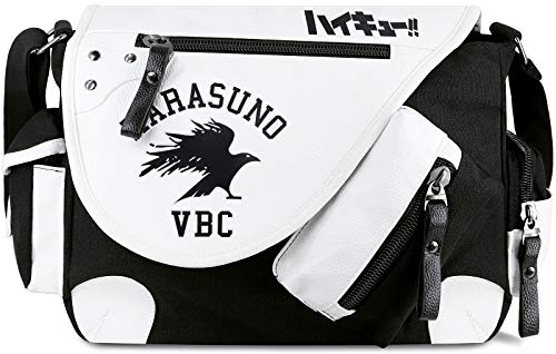 Roffatide Anime Haikyuu Umhängetasche Leinwand Kuriertasche Klappe Kunstleder Umhängetasche Bedrucken Schulranzen Schultasche von Roffatide