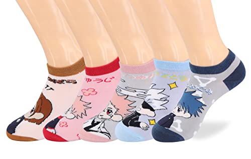 Roffatide Anime Jujutsu Kaisen Knöchel Socken 5 Paare Low Cut Socken Cosplay No Show Socken Für Männer Frauen von Roffatide