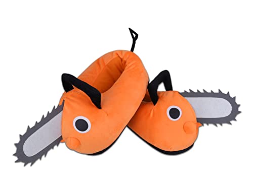 Roffatide Anime Chainsaw Man Fuzzy Hausschuhe Pochita Hausschuhe Geschlossene Zehe offener Rücken Schaumstoff Denji Hausschuhe mit Gummisohle für Frauen Mann Einheitsgröße von Roffatide