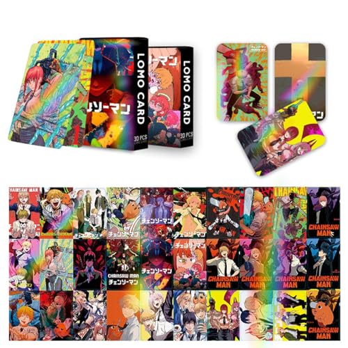 Roffatide Anime Kettensäge Mann Karten Sammeln Pochita Karte Sammeln Handeln Denji Karten Set mit 30 Stück Poster Illustrationen von Roffatide