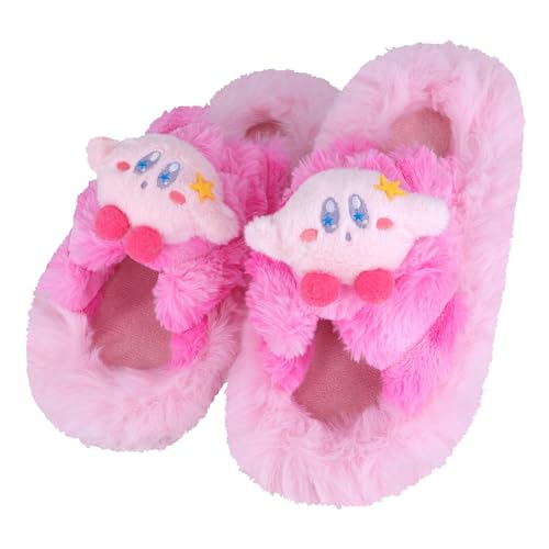 Roffatide Anime Kirby Fuzzy Pantoffeln Hausschuhe Geschlossener Zeh Offener Rücken Schaumstoff Hausschuhe mit Gummisohle für Frauen Mädchen Rosa 39-40 von Roffatide