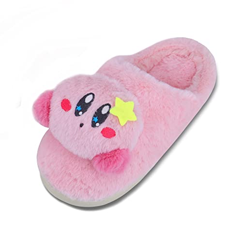 Roffatide Anime Kirby Fuzzy Slippers Rosa Hauspantoffeln Closed Toe Open Back Foam Slippers mit Gummisohle für Frauen Mädchen 38 2/3-40 2/7 von Roffatide