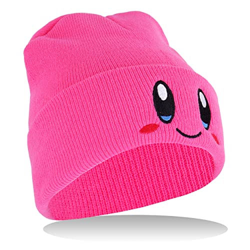 Roffatide Anime Skull Caps für Damen Herren Bestickter Totenkopf-Hut Beanie Mütze Winter Strickmütze Rosa B von Roffatide