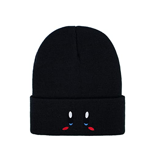 Roffatide Anime Kirby Skull Caps für Damen Herren Bestickter Totenkopf-Hut Beanie Mütze Winter Strickmütze Schwarz von Roffatide