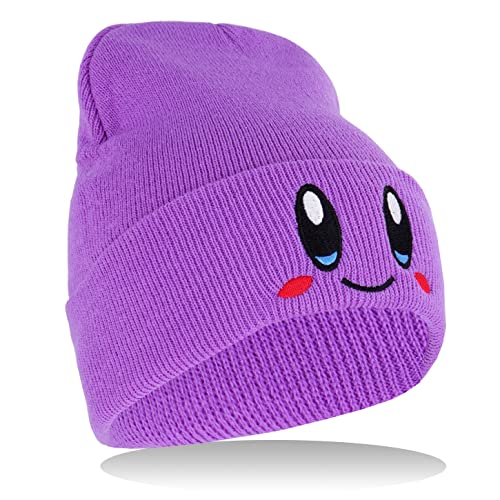 Roffatide Anime Skull Caps für Damen Herren Bestickter Totenkopf-Hut Beanie Mütze Winter Strickmütze Violett von Roffatide