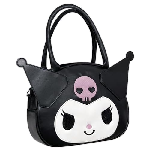 Roffatide Anime Kuromi Cartoon Mini Messenger Bag Crossbody Bag Kawaii Lolita JK Mädchen Umhängetasche Kunstleder Casual Satchel Schwarz von Roffatide